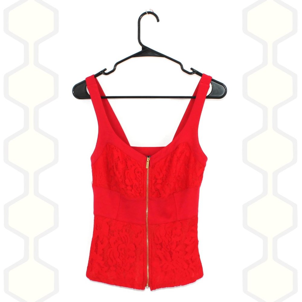 Venus Tank Top Peplum Red Lace 4